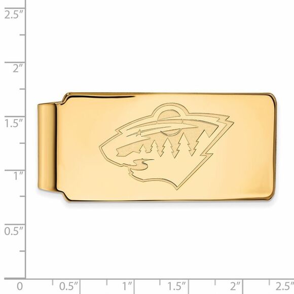 Sterling Silver 14k Yellow Gold Plated NHL Minnesota Wild Money Clip - Picture 2 of 3